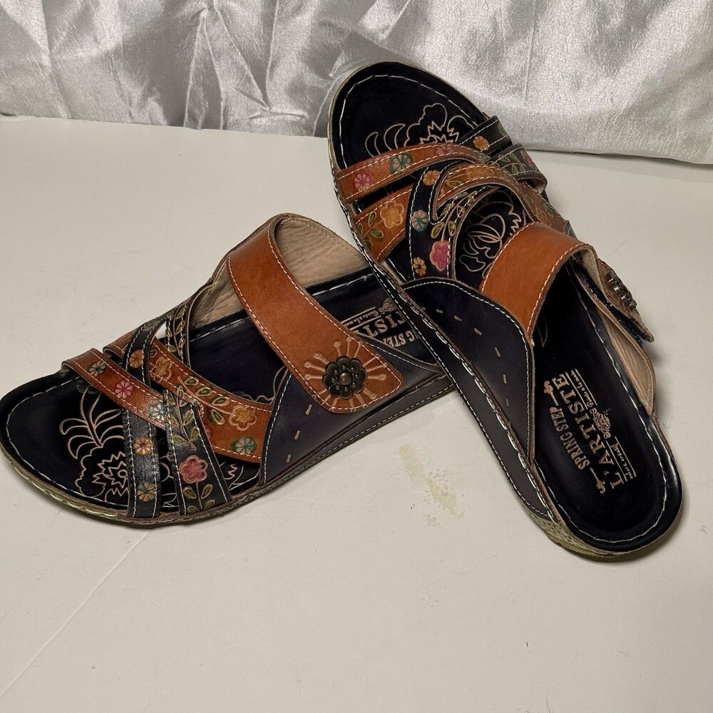 L'ARTISTE Leigh Slide Wedge sandal Multicolored Size 39 (US 8-8.5)